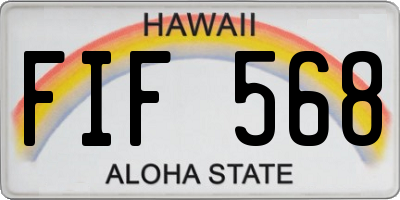 HI license plate FIF568