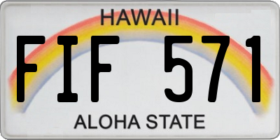 HI license plate FIF571