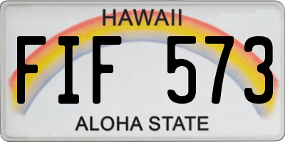 HI license plate FIF573
