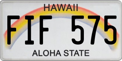 HI license plate FIF575