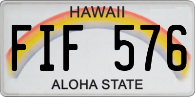 HI license plate FIF576