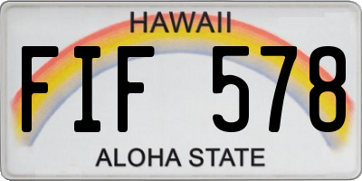 HI license plate FIF578