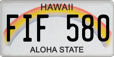 HI license plate FIF580