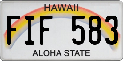 HI license plate FIF583