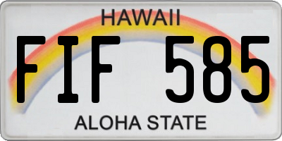 HI license plate FIF585