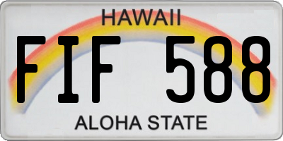 HI license plate FIF588