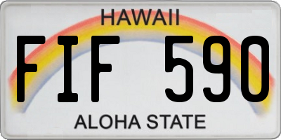 HI license plate FIF590