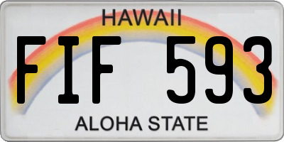 HI license plate FIF593
