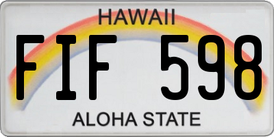 HI license plate FIF598
