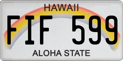 HI license plate FIF599