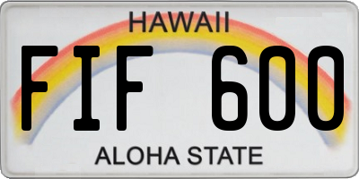 HI license plate FIF600