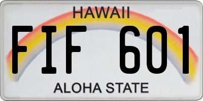 HI license plate FIF601