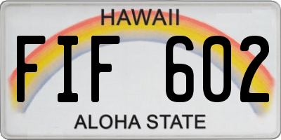 HI license plate FIF602