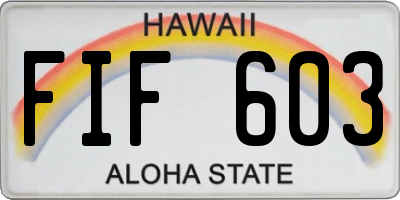 HI license plate FIF603