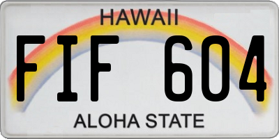 HI license plate FIF604