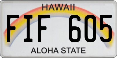 HI license plate FIF605