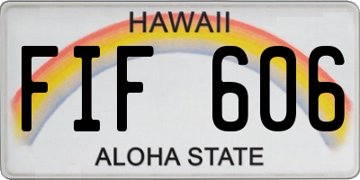 HI license plate FIF606