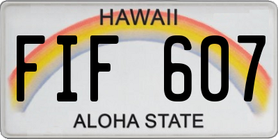 HI license plate FIF607