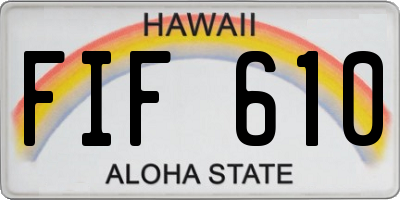 HI license plate FIF610