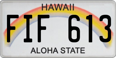 HI license plate FIF613