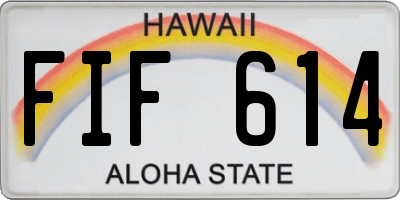HI license plate FIF614