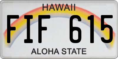 HI license plate FIF615