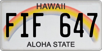 HI license plate FIF647