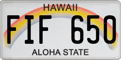 HI license plate FIF650