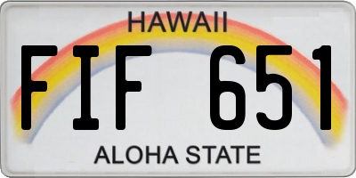 HI license plate FIF651