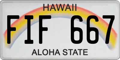 HI license plate FIF667