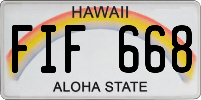 HI license plate FIF668