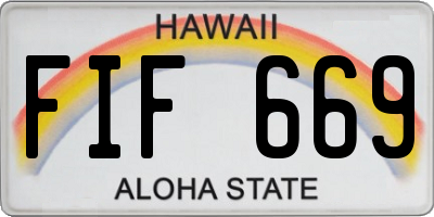 HI license plate FIF669