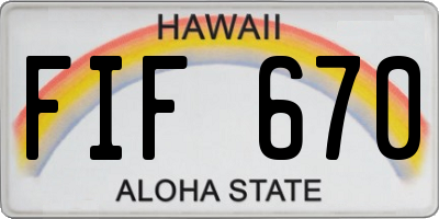 HI license plate FIF670