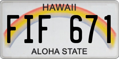 HI license plate FIF671