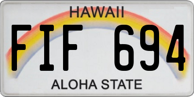 HI license plate FIF694