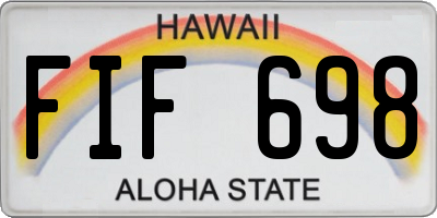 HI license plate FIF698