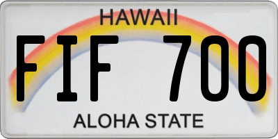 HI license plate FIF700
