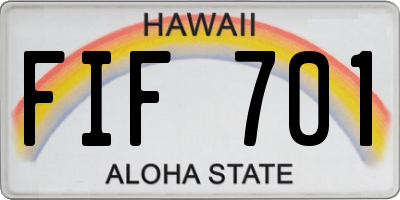 HI license plate FIF701