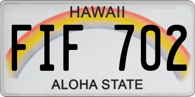 HI license plate FIF702