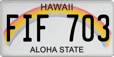 HI license plate FIF703
