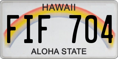 HI license plate FIF704