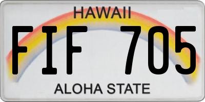 HI license plate FIF705