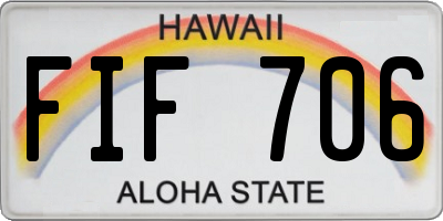 HI license plate FIF706