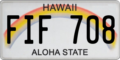 HI license plate FIF708