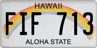 HI license plate FIF713