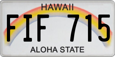 HI license plate FIF715