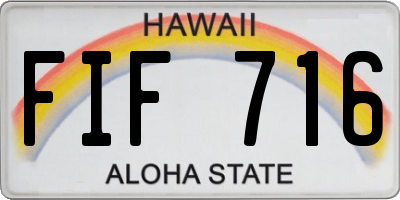 HI license plate FIF716
