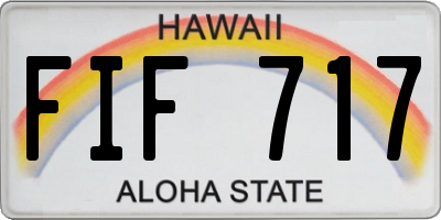 HI license plate FIF717