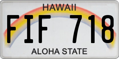 HI license plate FIF718