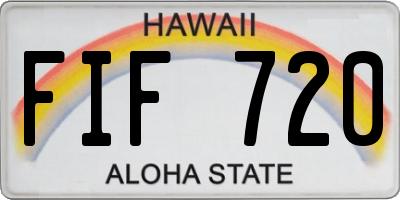 HI license plate FIF720